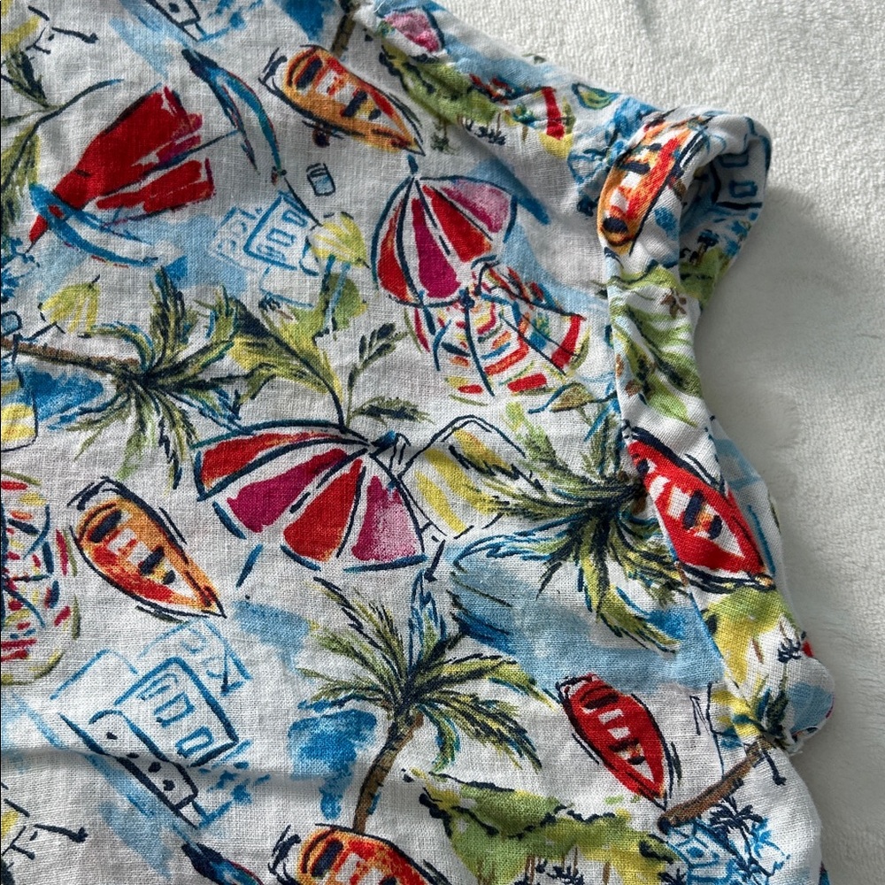 Sonoma Multicolor Tropical Print Button-Up Top - Picture 4 of 6